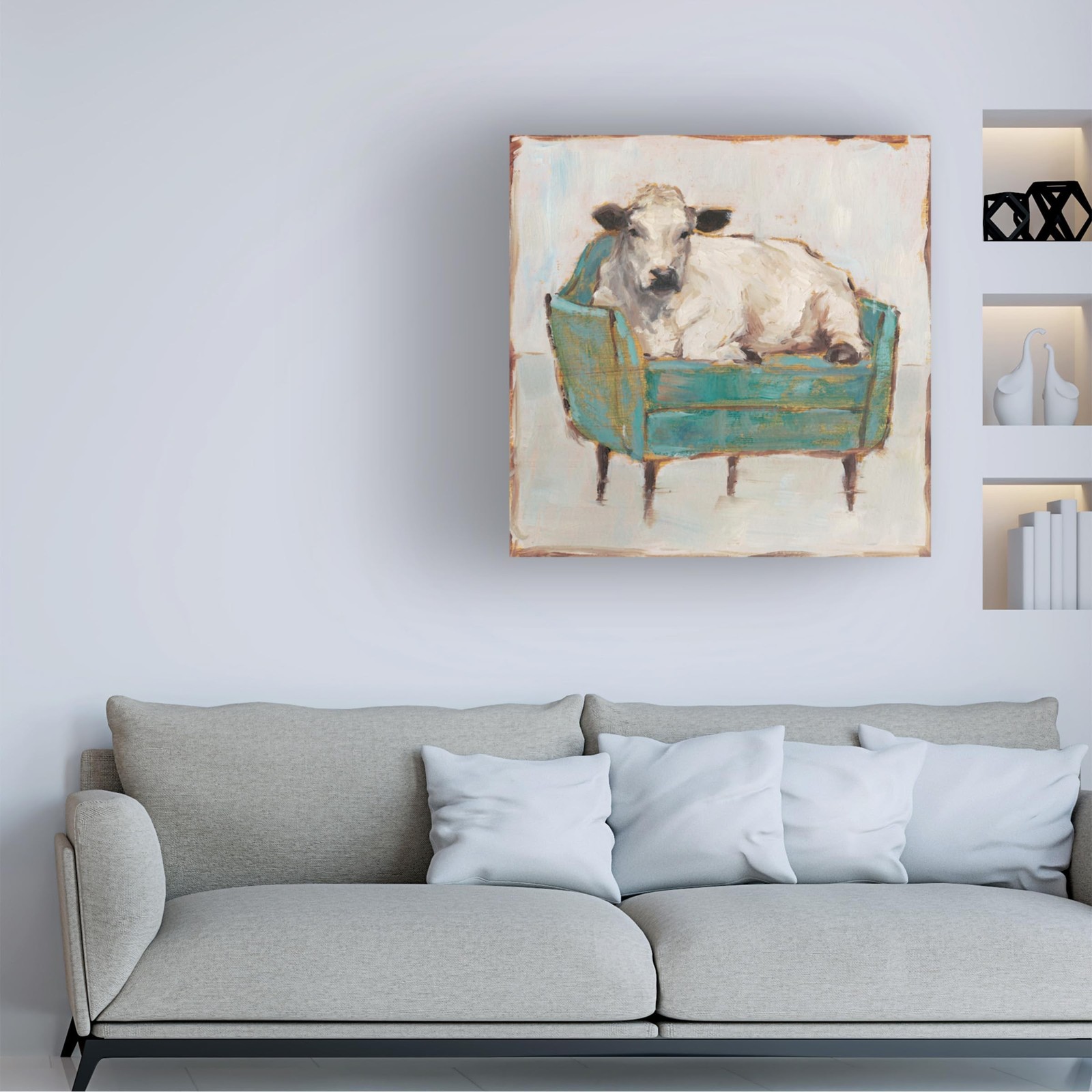 Wrapped Canvas Wall Art – Ethan Harper 'Moo-ving In I' Wall Art for Living Ro…