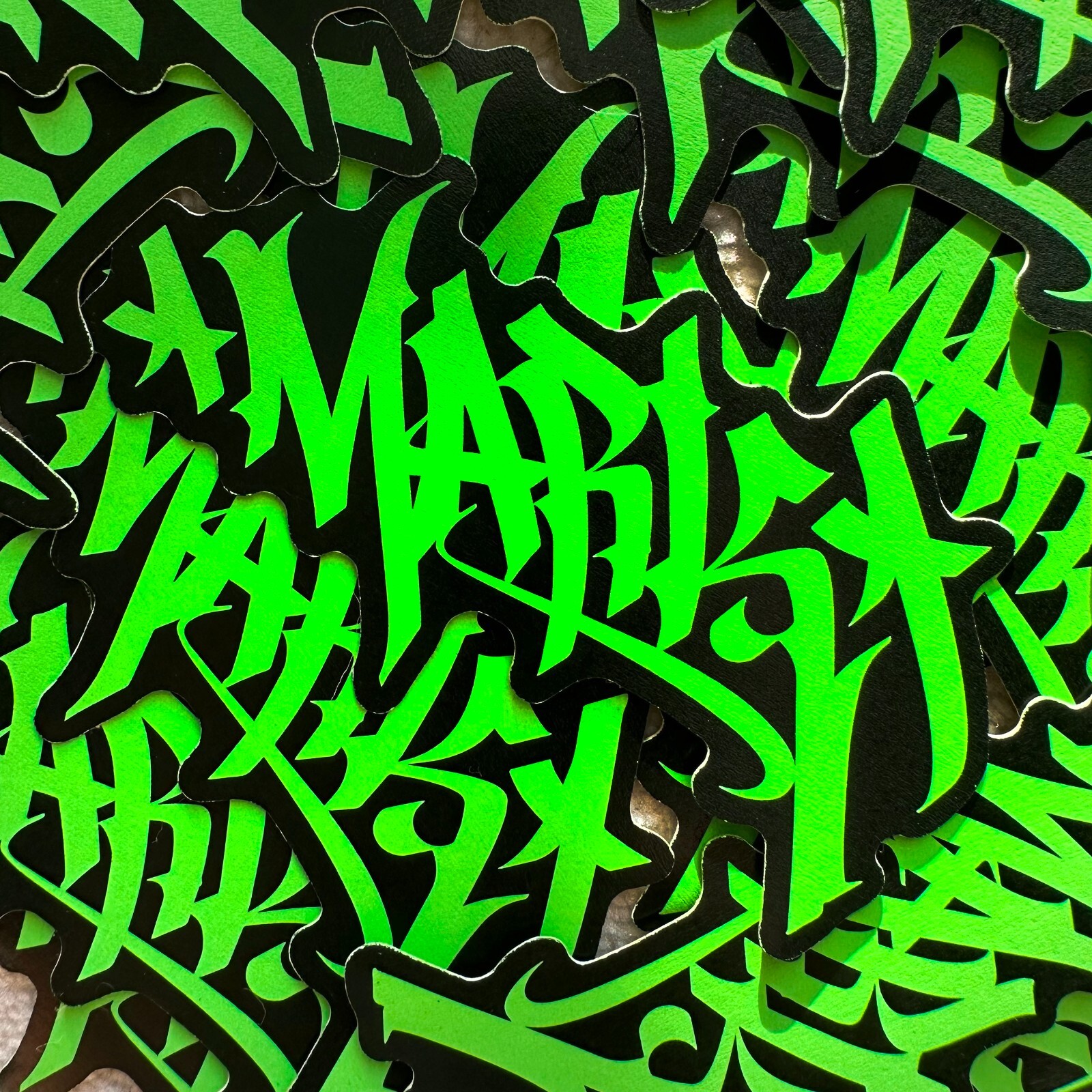 Neon Name Sticker Pack : MARK | for school or Office | graffiti | Calligraphy