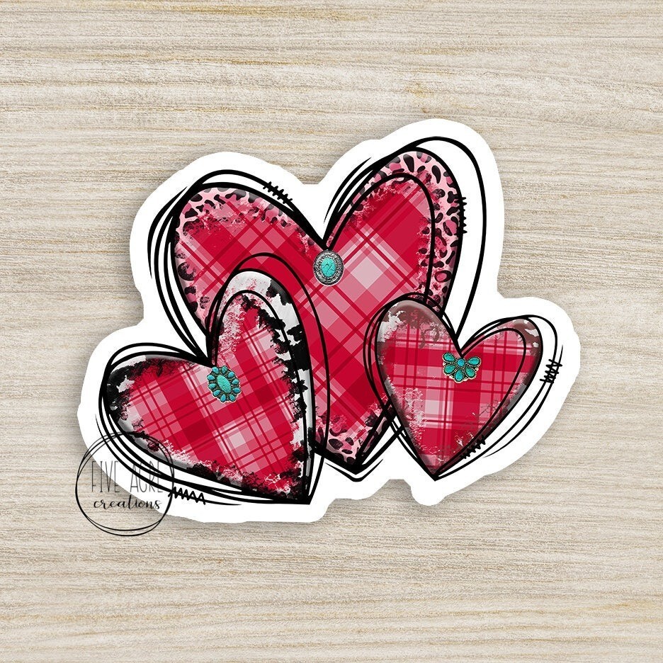 Heart Sticker | Cute Car Decal | Laptop Sticker | Plaid Hearts