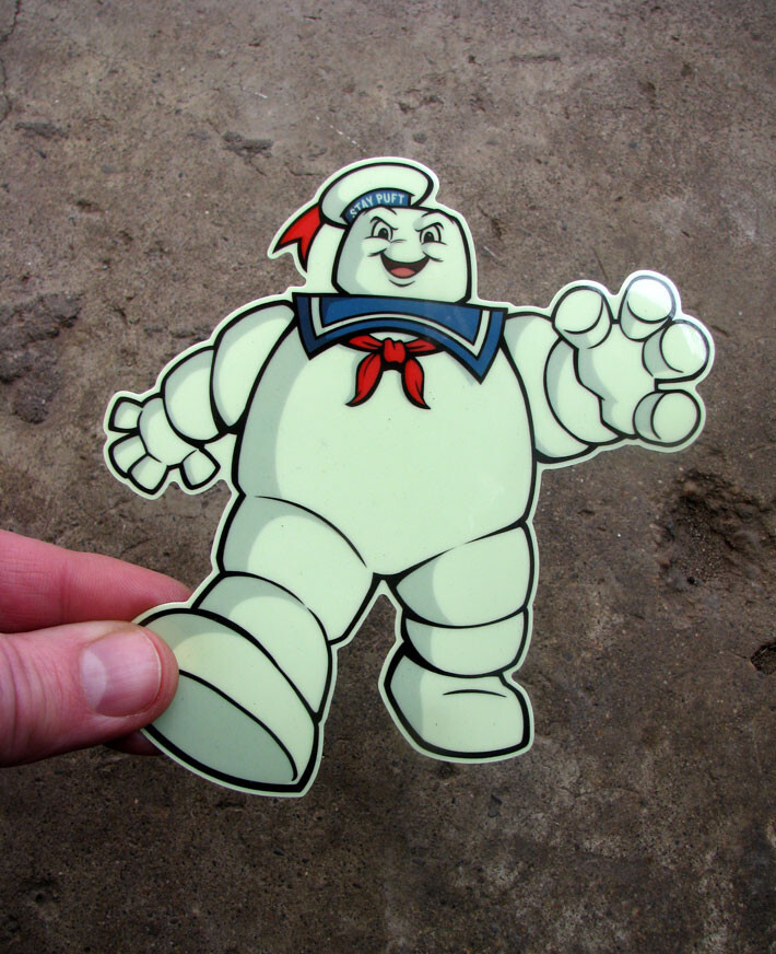 Stay Puft GLOW IN THE DARK Vinyl Sticker 5" Skateboard Decal Real Ghostbusters