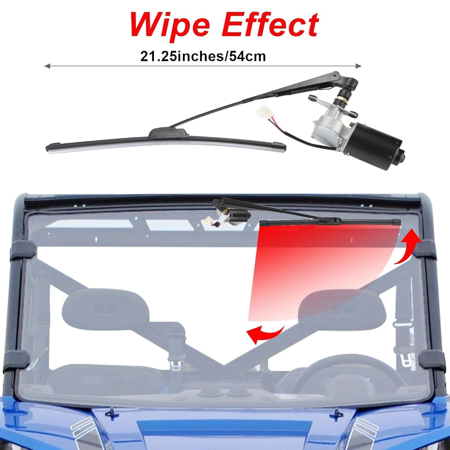 Electric UTV Windshield Wiper Kit, Universal 12V UTV Electric Windshield