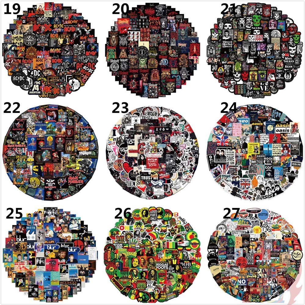100 Mixed Music Band Rock and Roll Sticker Packs