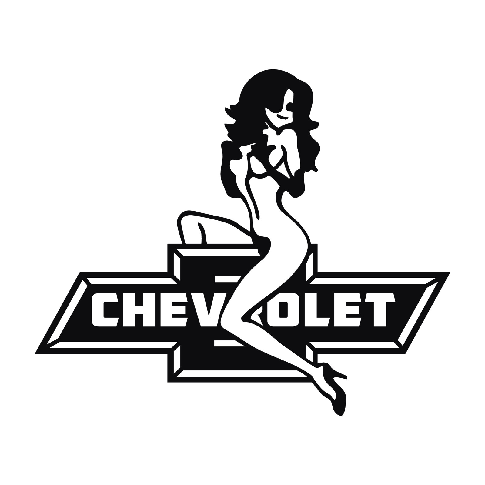 Chevy Chevrolet Bowtie With Sexy Girl Logo die cut decal Made in USA 6+yr