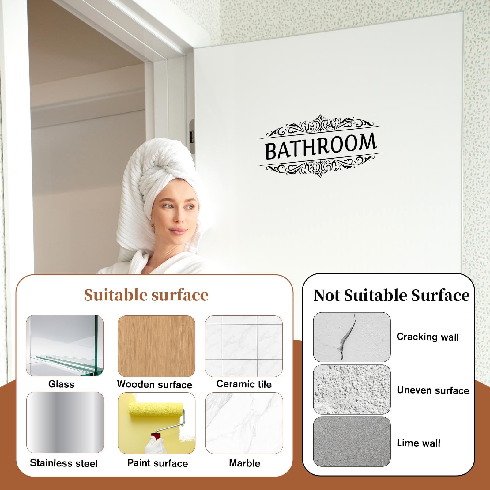 3 Pcs Laundry Room Vinyl Wall Stickers Pantry 11.8 x 5.9 inches, White
