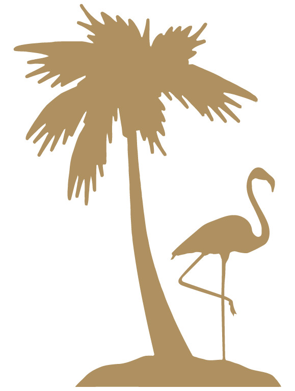 Flamingo And Palm Tree Die Cut Vinyl Decal Made in USA
