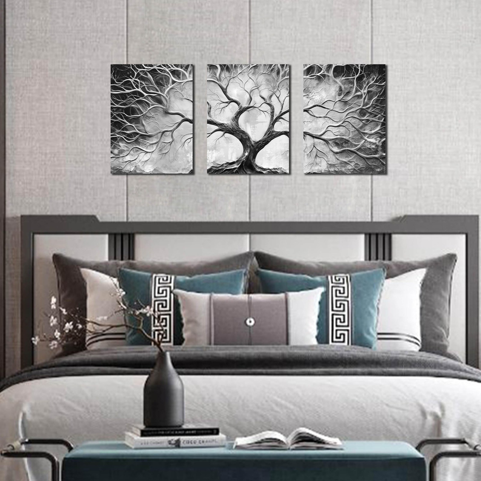 Tree Wall Art for Living Room – Modern Black and White Pictures Wall Art for …
