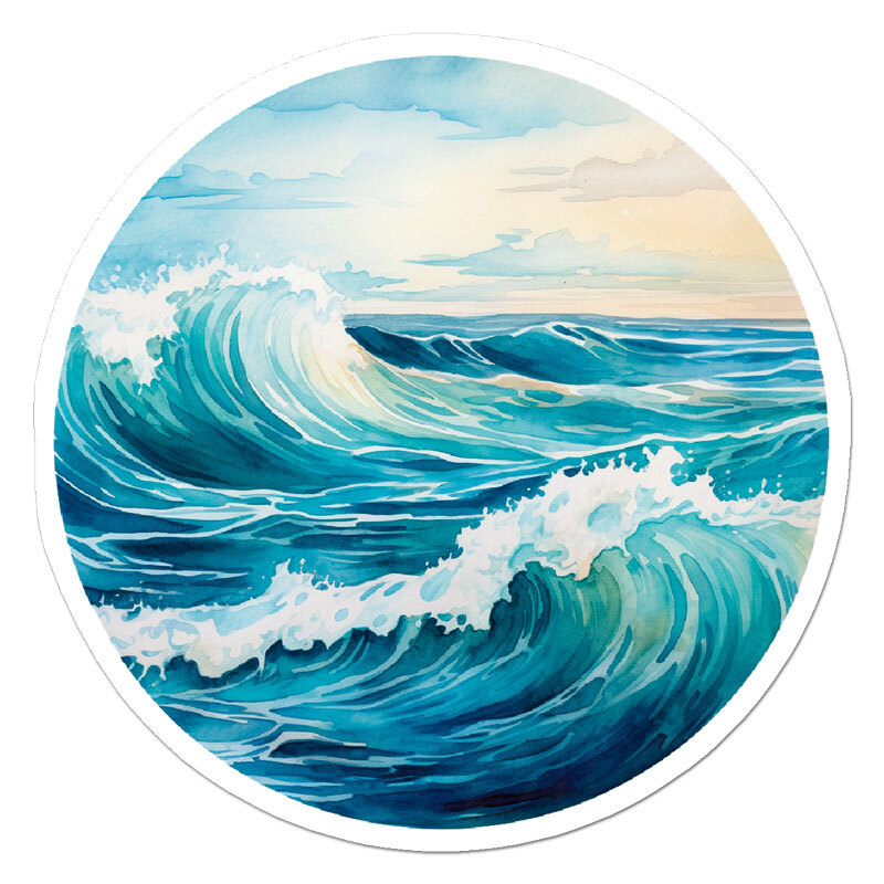 Ocean Surf Waves, Vinyl Decal Sticker, Indoor Outdoor, 3 Sizes, #11809