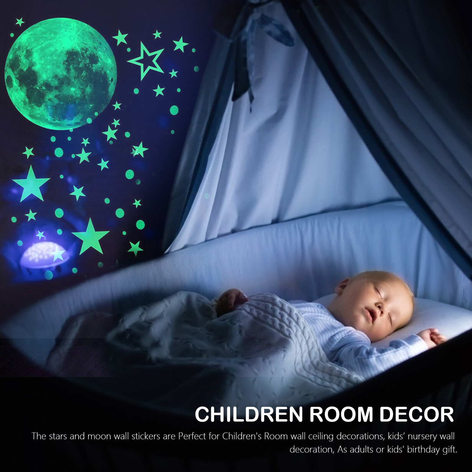 435Pcs Glow In The Dark Luminous Stars & Moon Planet Space Wall Stickers Decal