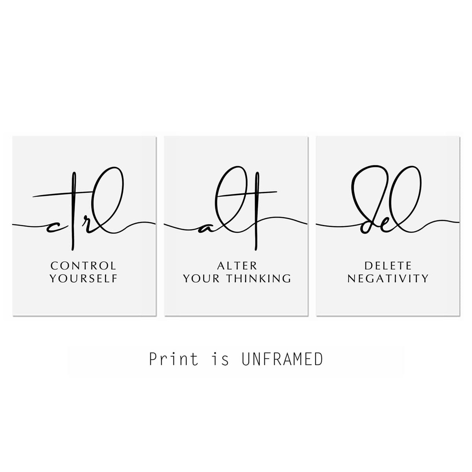 Set Of 3 Prints, Ctrl Alt Del, Motivational Decor, Office Wall Art, Inspirati…
