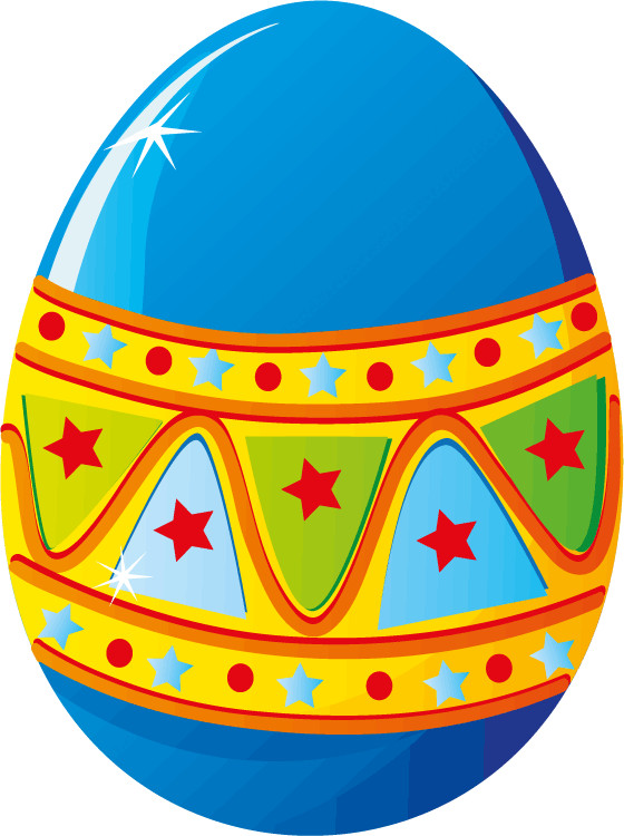 Blue & Yellow Star Pattern Easter Egg Car Bumper Sticker Decal