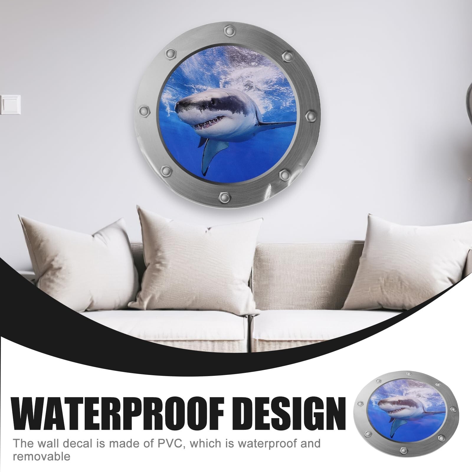 MILISTEN 3D Under The Sea Nature Scenery Removable Shark Wall Decals Animals …