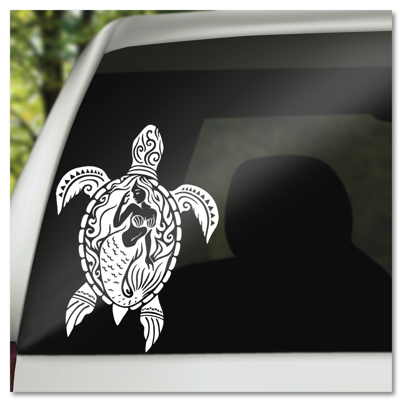 6" Mermaid Sea Turtle Vinyl Decal Sticker