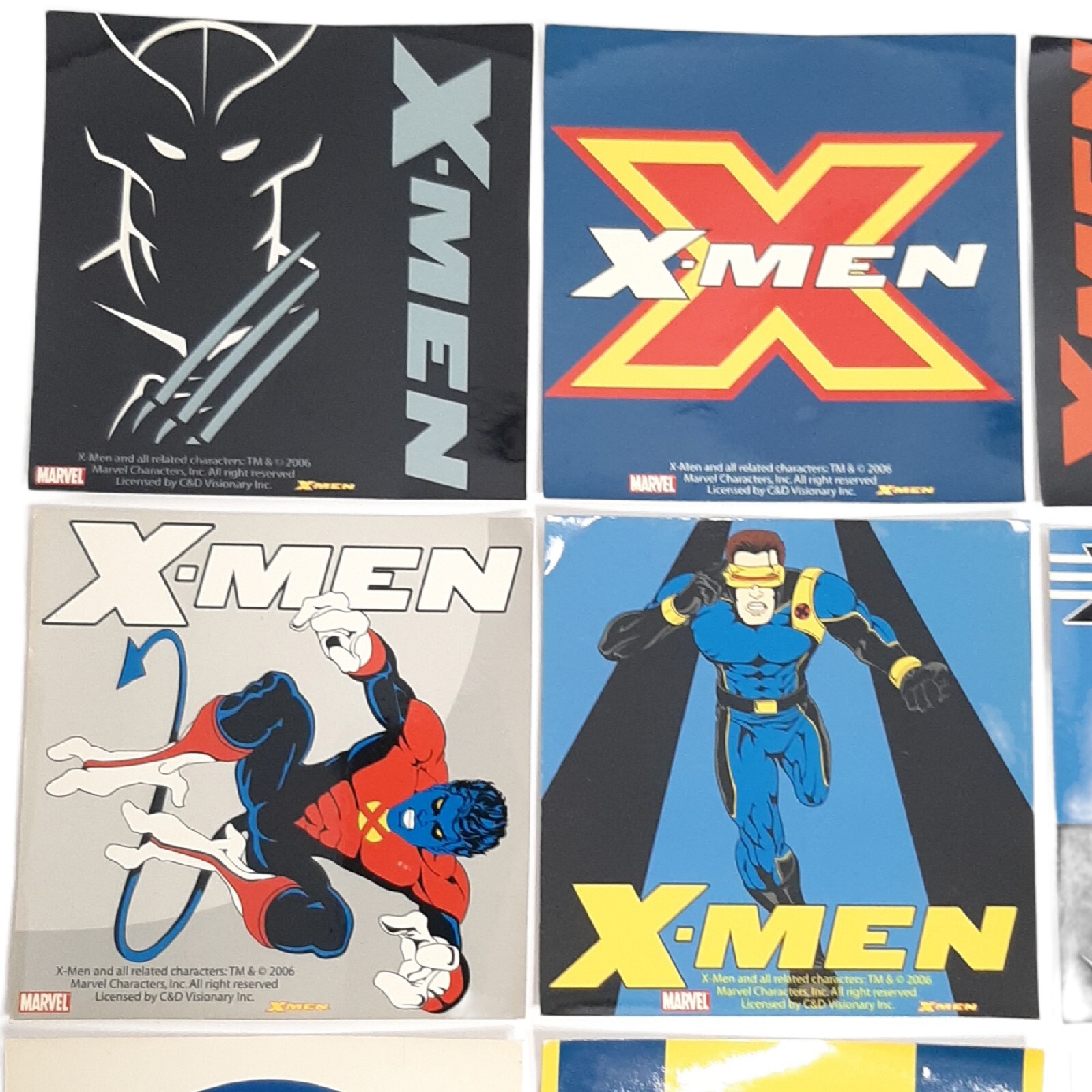 11 Marvel X-men Sticker Lot 4"x4" 9 Square & 2 Round