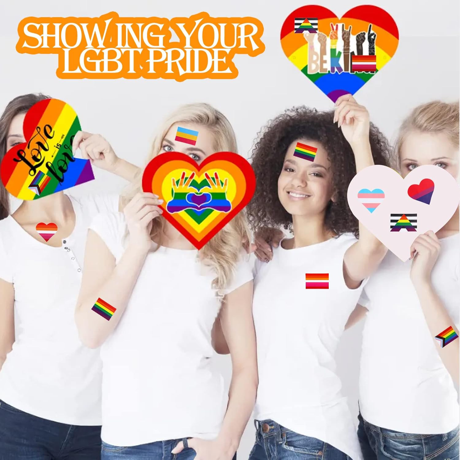 Rainbow Pride Sticker Roll 1000 PCS Heart Flag Labels Pride Month Parade Event