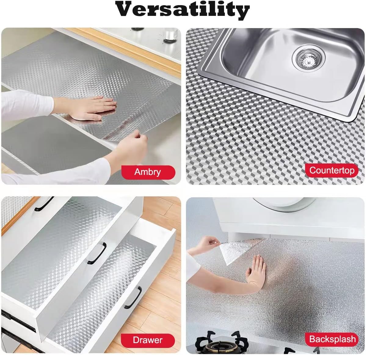 Kitchen Wallpaper Oil Proof Sticker Backsplash Self-Adhesive Paper Cabinet Liner