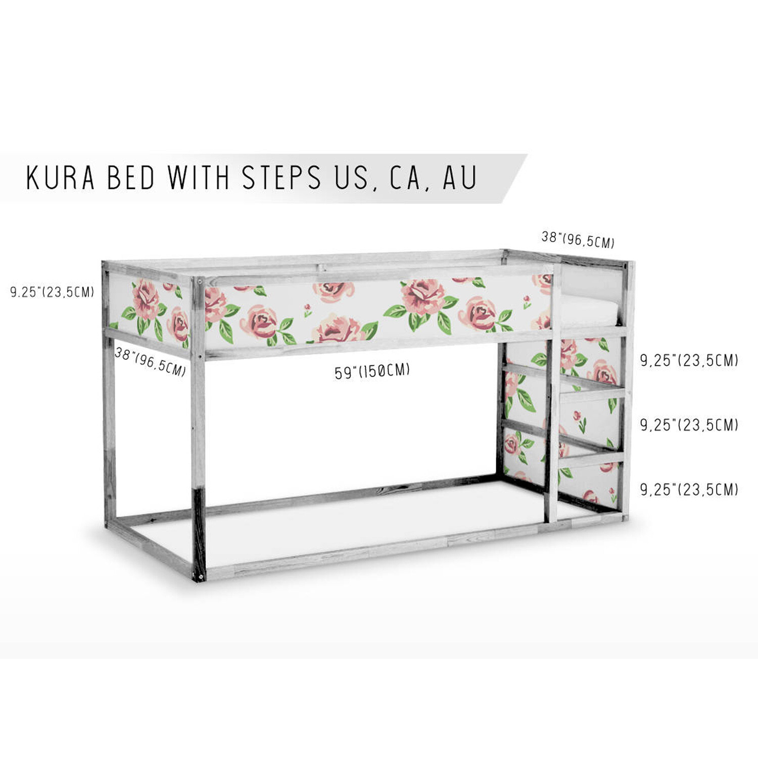 IKEA KURA BED removable Decal self-adhesive sticker for furniture light flowers