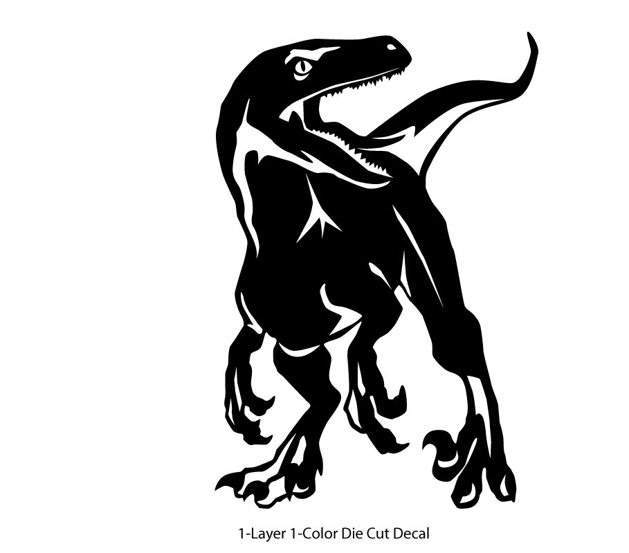 Dinosaur – Roaring Velociraptor #1 – Jurassic Period – 4-21" wide – DieCut Decal