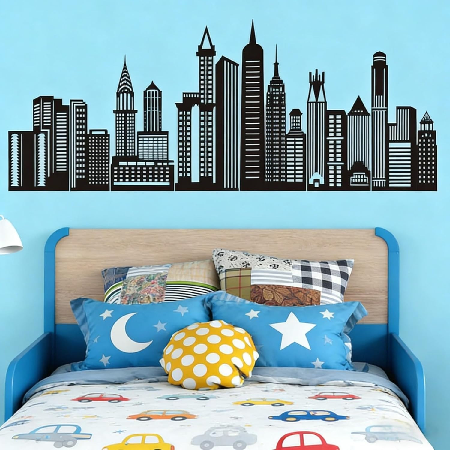Black City Skyline Wall Stickers – City Building Silhouette Wall Decals – Boys N