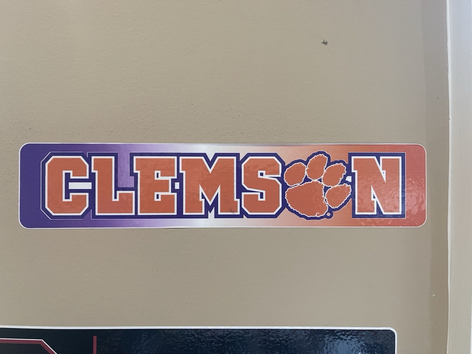 SET OF 2 -CLEMSON TIGERS Laminated Decal 4” X 12”
