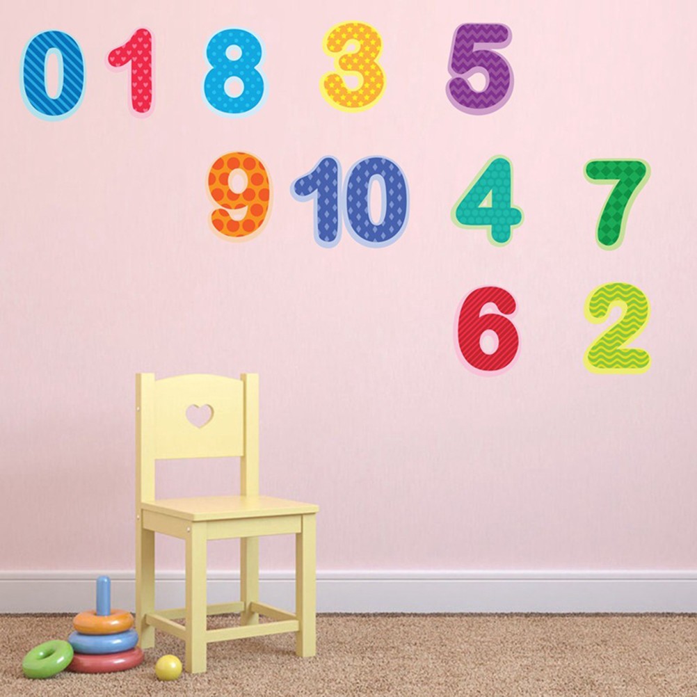 Digital Wall Stickers Child Colourful Decals Numbers Kids for Bedroom