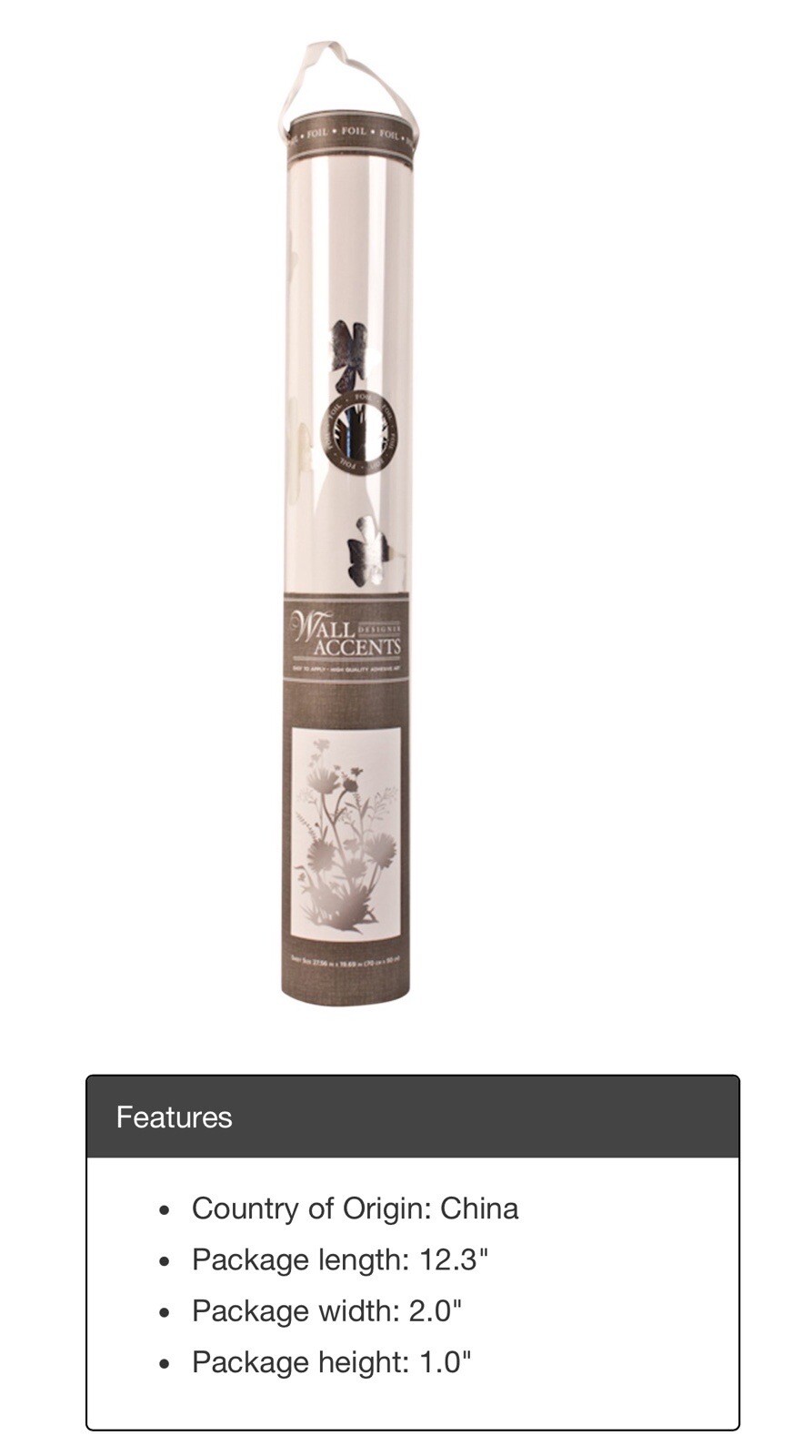 DCWV Decal Sticker Wildflowers Peel and Stick With Foil, Silver, Large
