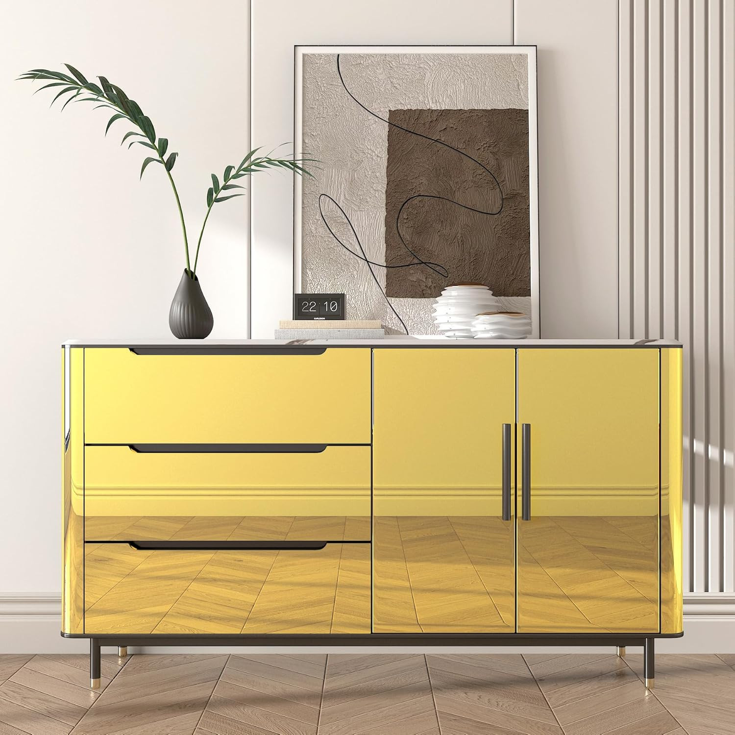 12"X276" Flexible Gold Permanent Vinyl Mirror Stickers for Wall Non-Glass Self-A