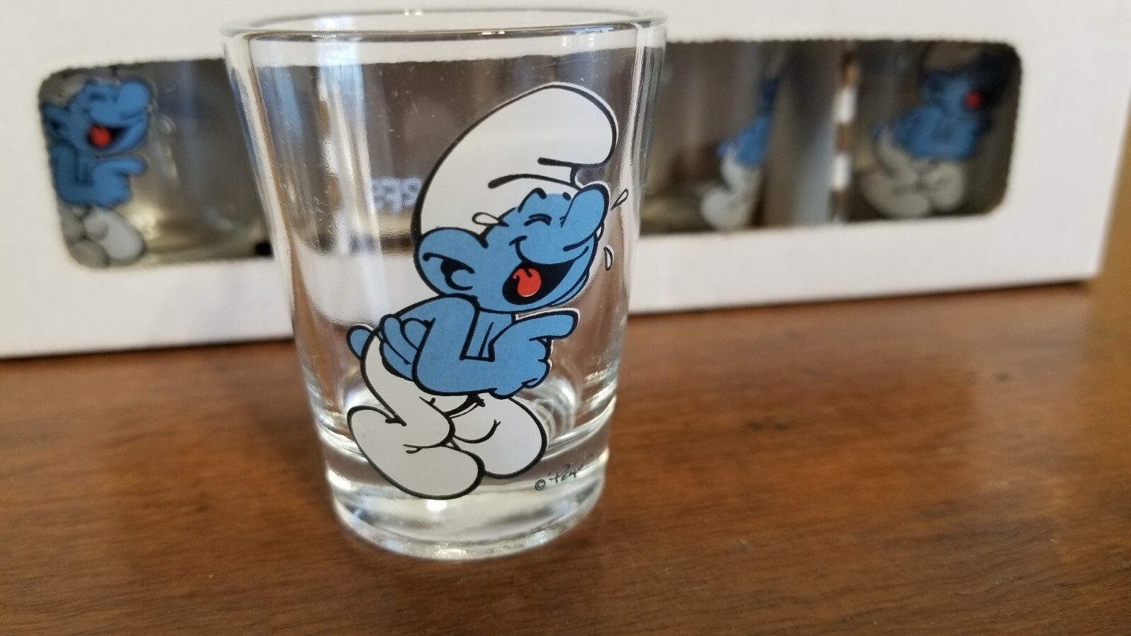SHOT GLASS Lot of 4 The Smurfs Laugh Mini Glass SET NEW