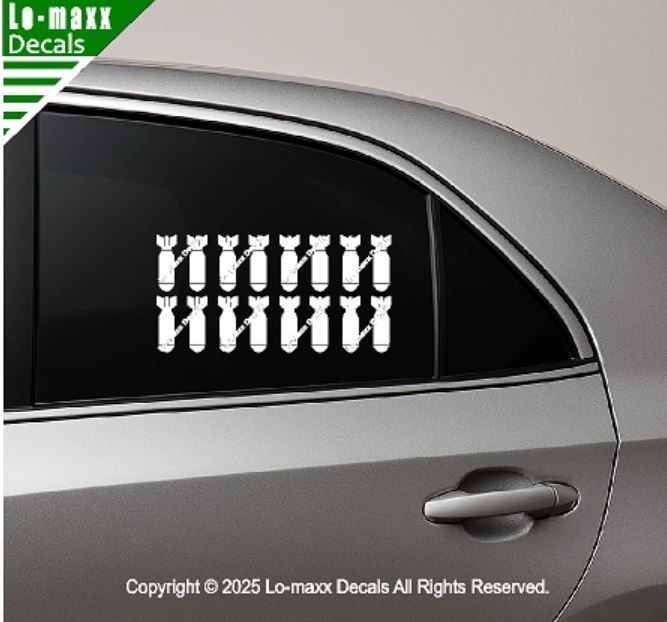 Bombs Away Fighter Bomber WW 2 Military Die Cut Vinyl Decal High Quality