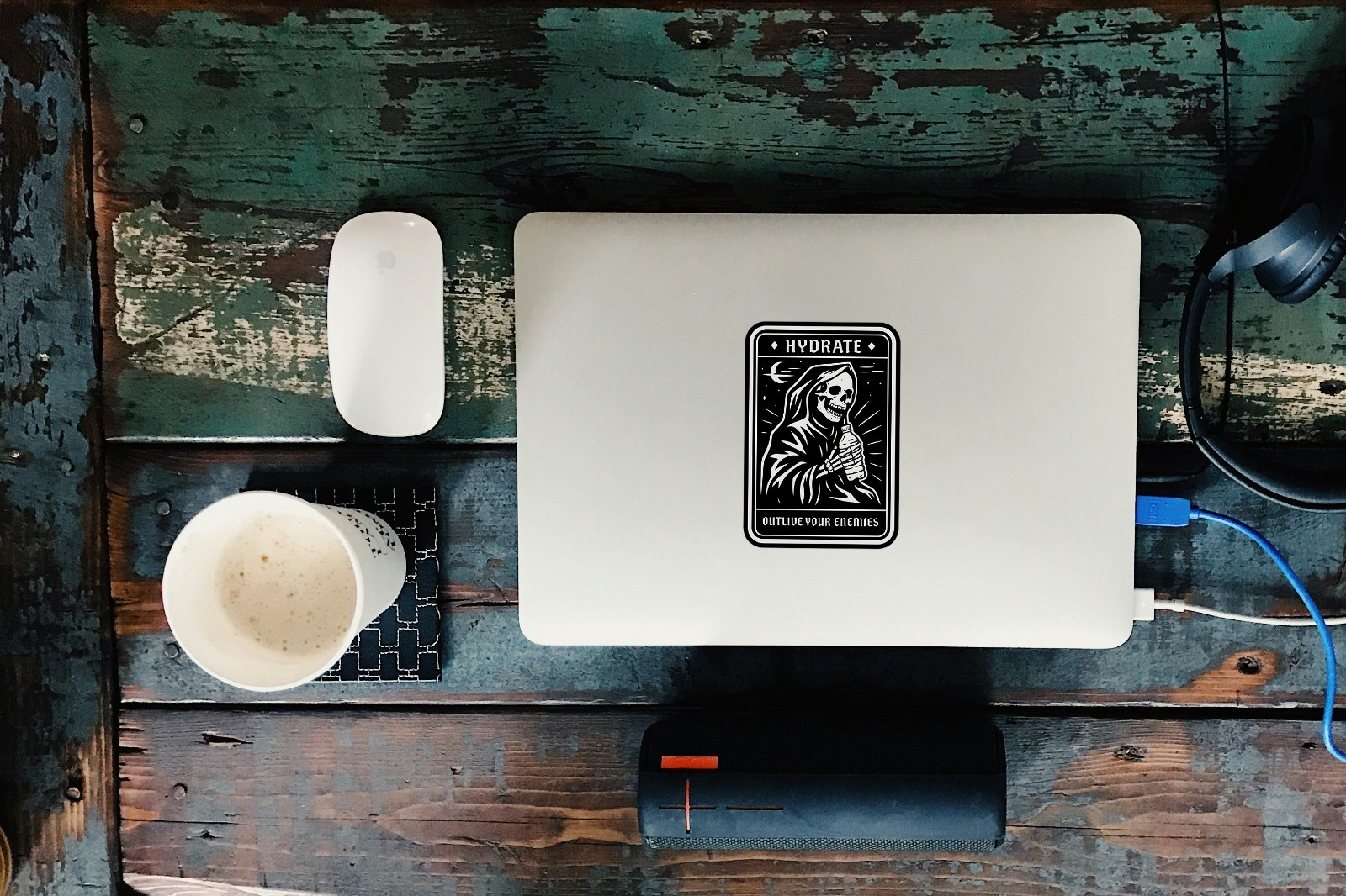 funny grim reaper sticker, hydrate meme decal, edgy skeleton sticker, goth humor