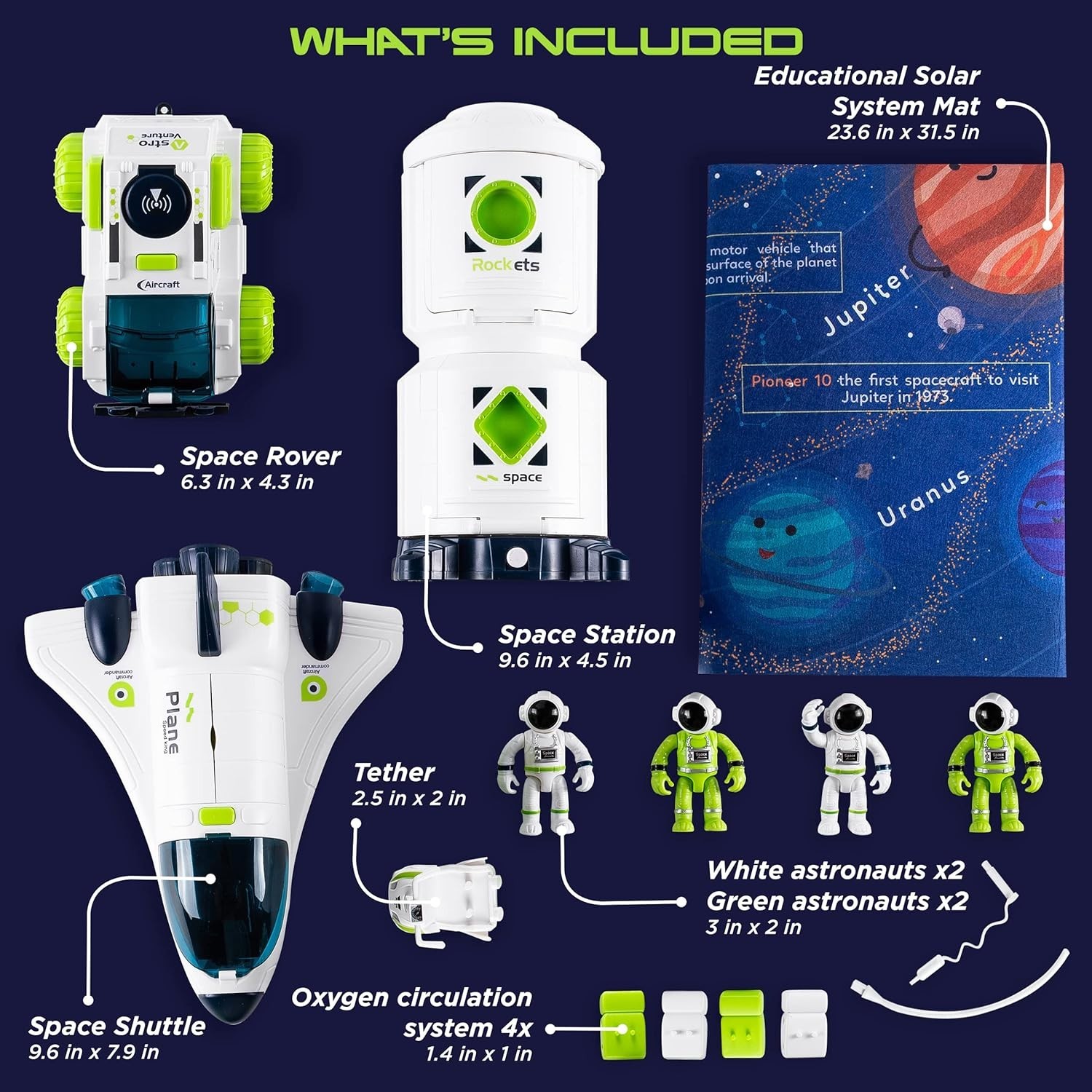 [Upgraded Set] Space Toys for Kids 3 4 5 6 7 8, Space Shuttle with Rocket Ship T