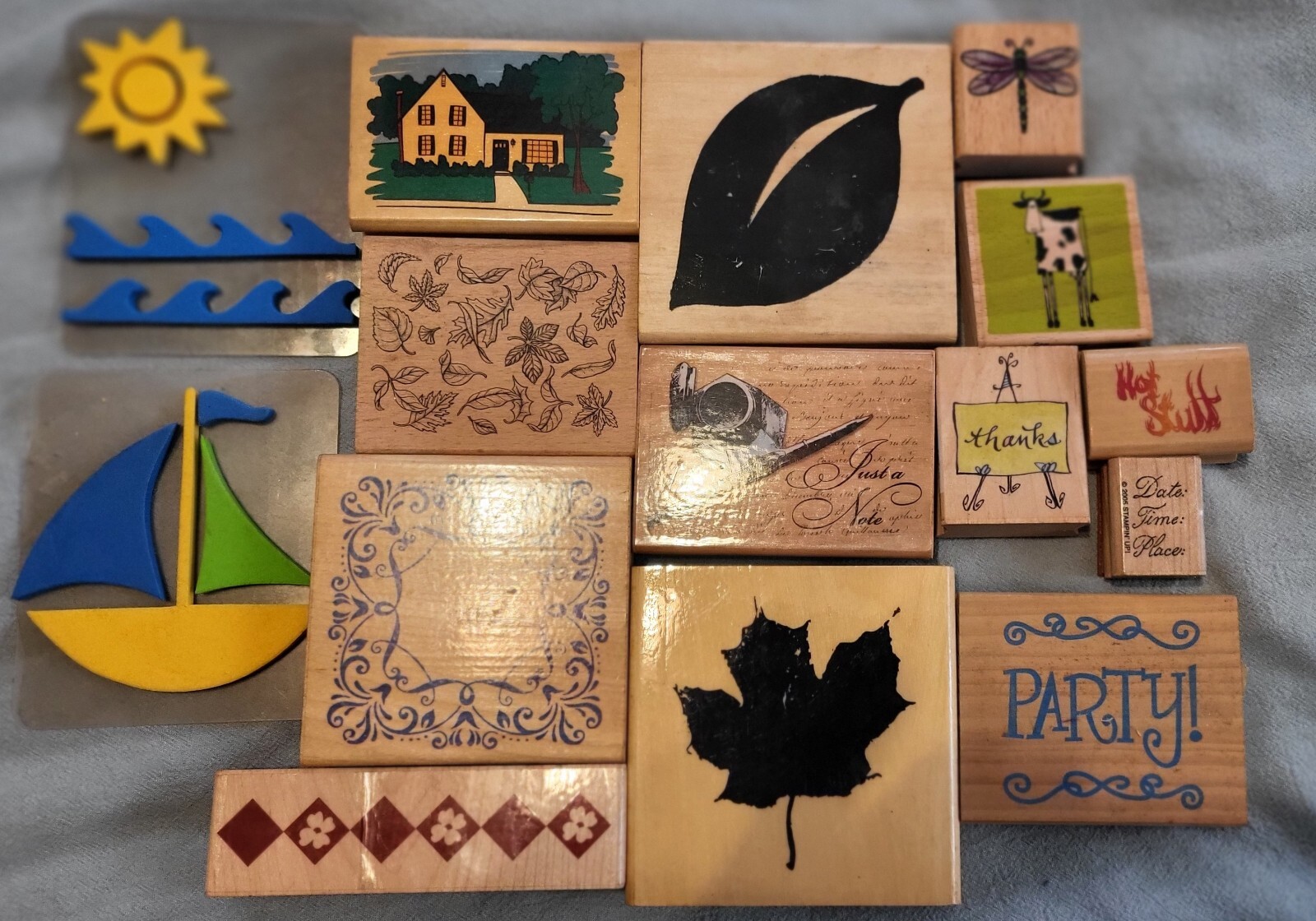 Lot Of 13+ Stamps Paper Crafting Stamping Wood
