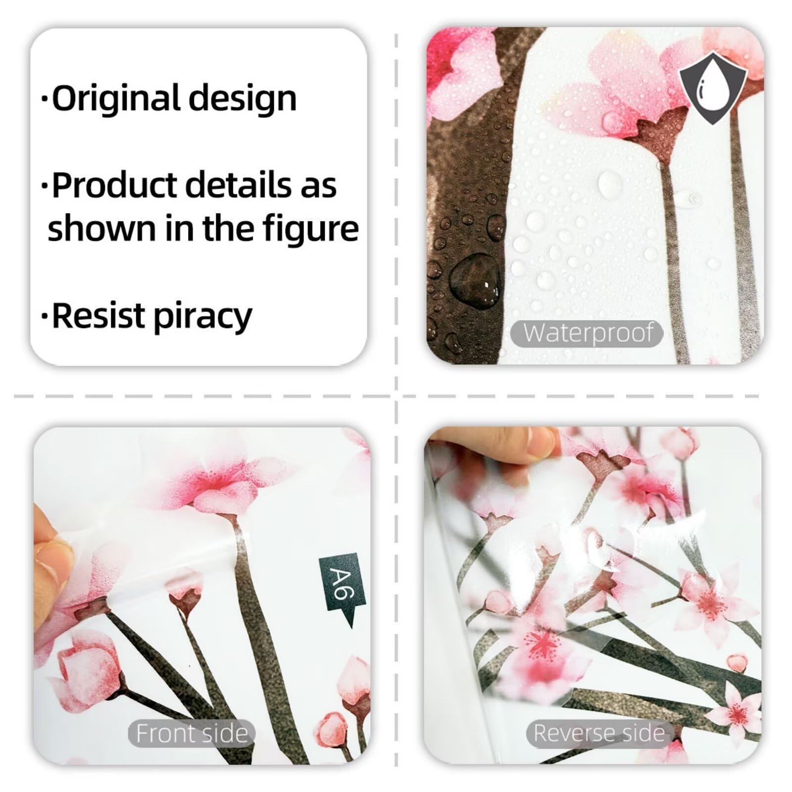 Large Cherry Blossom Tree Floral Wall Stickers Pink Flower Tree Branch Birds …