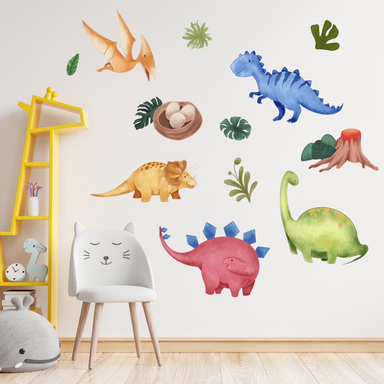 Dinosaurs Wall Decals Stickers, Dino Playroom Decor Neutral for Kids, Nursery…
