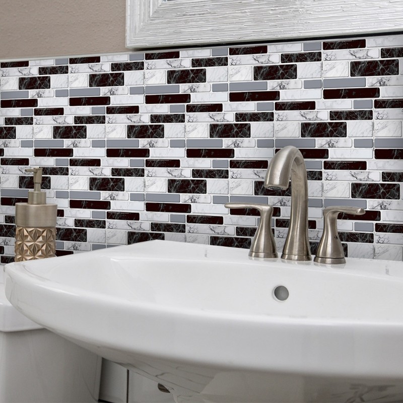 27pcs Waterproof Imitation Brick Tile Stickers DIY Kitchen Floor Home Decoration