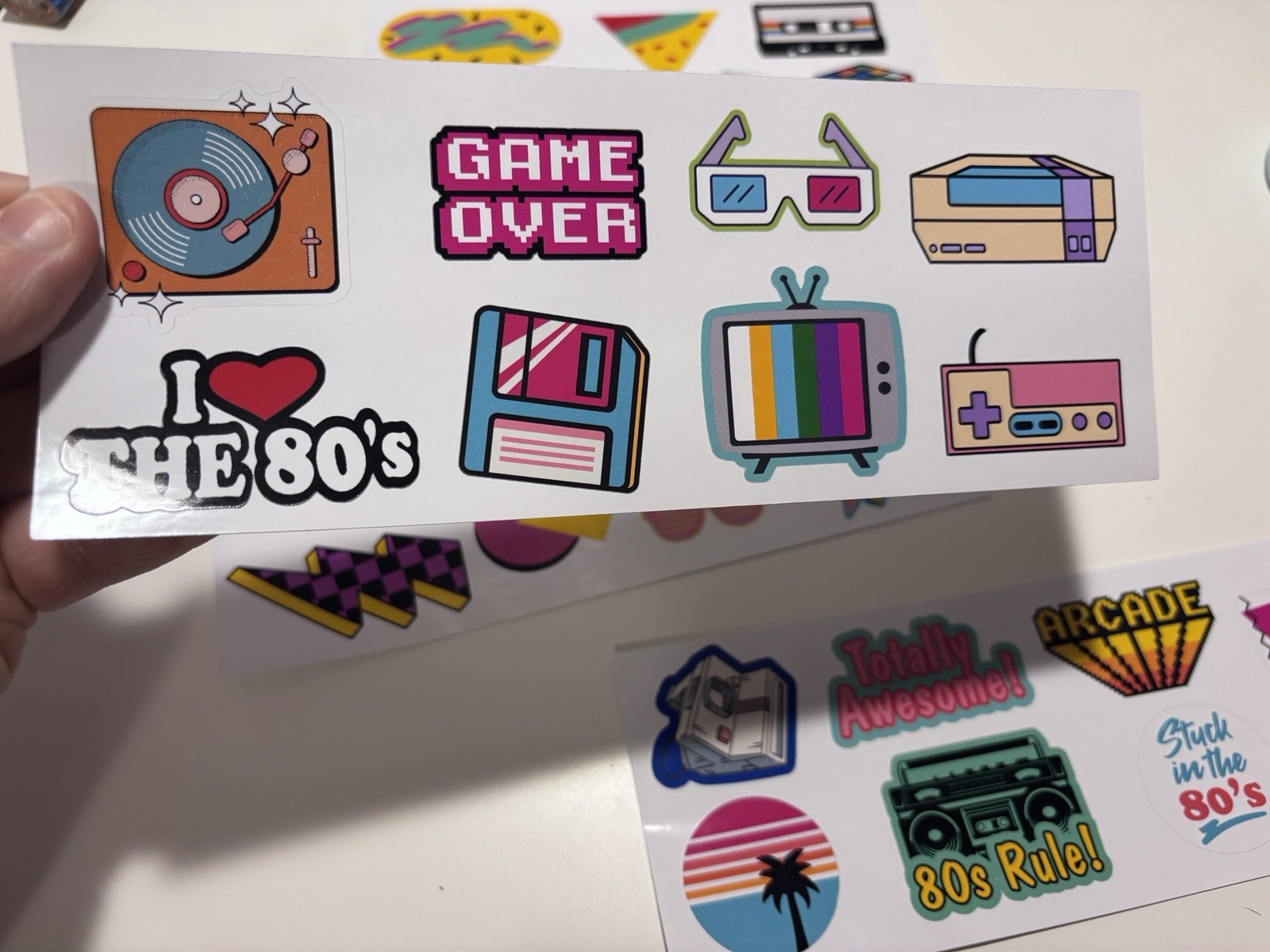 80's Themed Sticker Sheets, Retro 1980's Pop Culture Art, 80's Neon Aesthetic