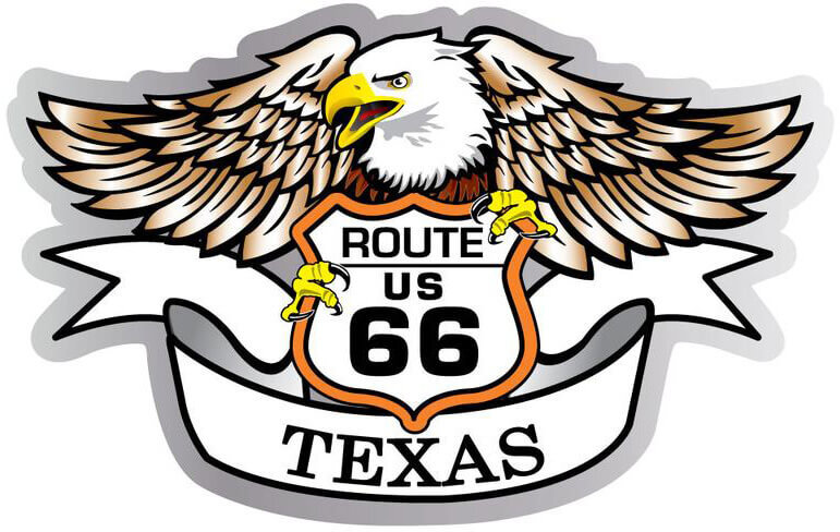 Texas US Route 66 Eagle – Postcard Sized Vinyl Sticker 6" x 3.75"