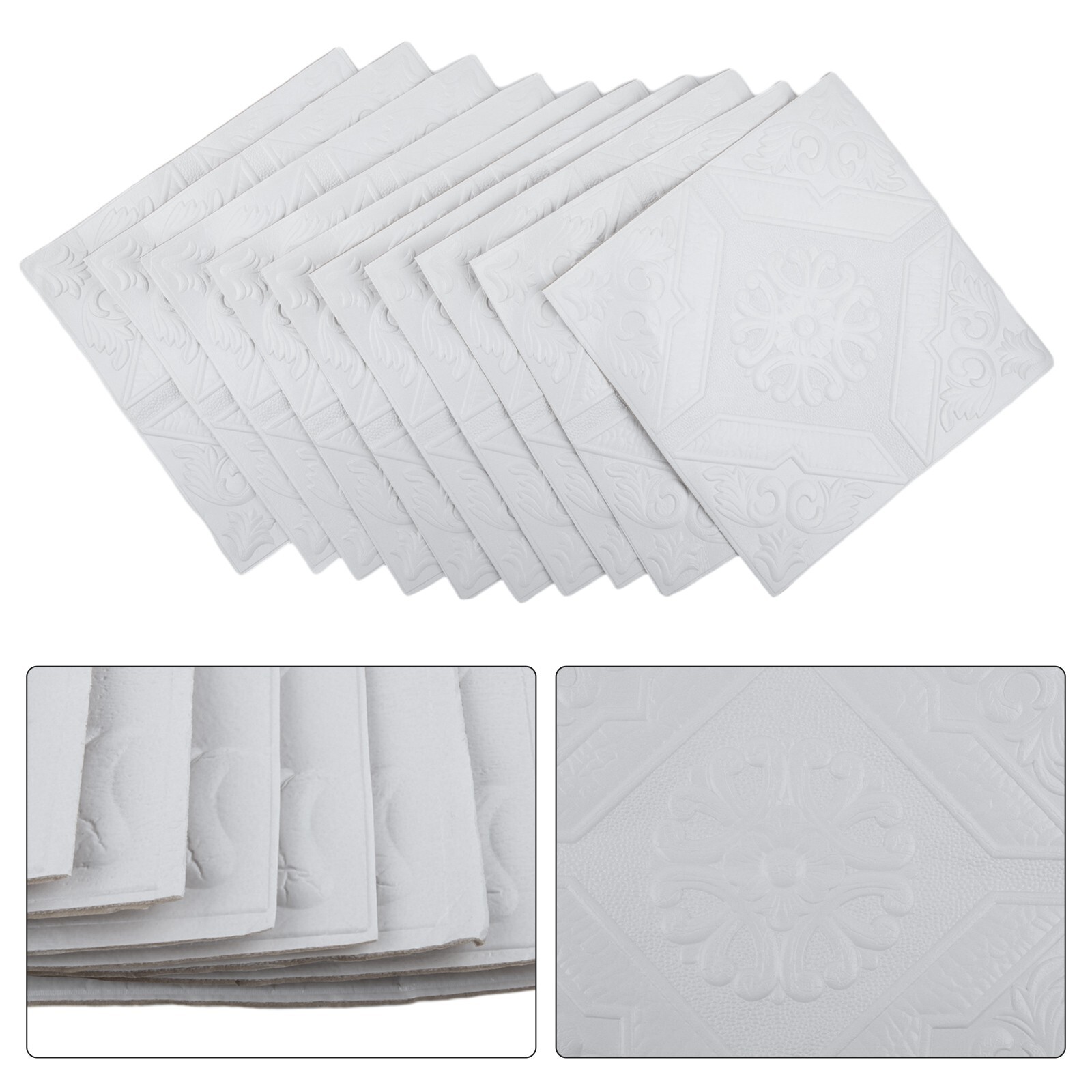 10pcs 3D Tile Brick Wall Sticker,Self Adhesive Waterproof Foam Panel Wallpapers