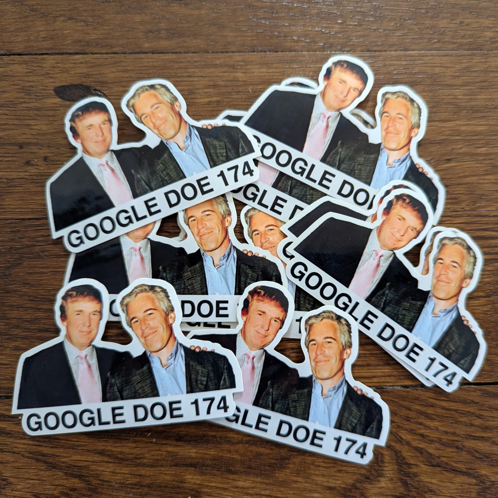 Donald Trump with Jeffrey Epstein "GOOGLE DOE 174" Sticker Pack Anti-Trump