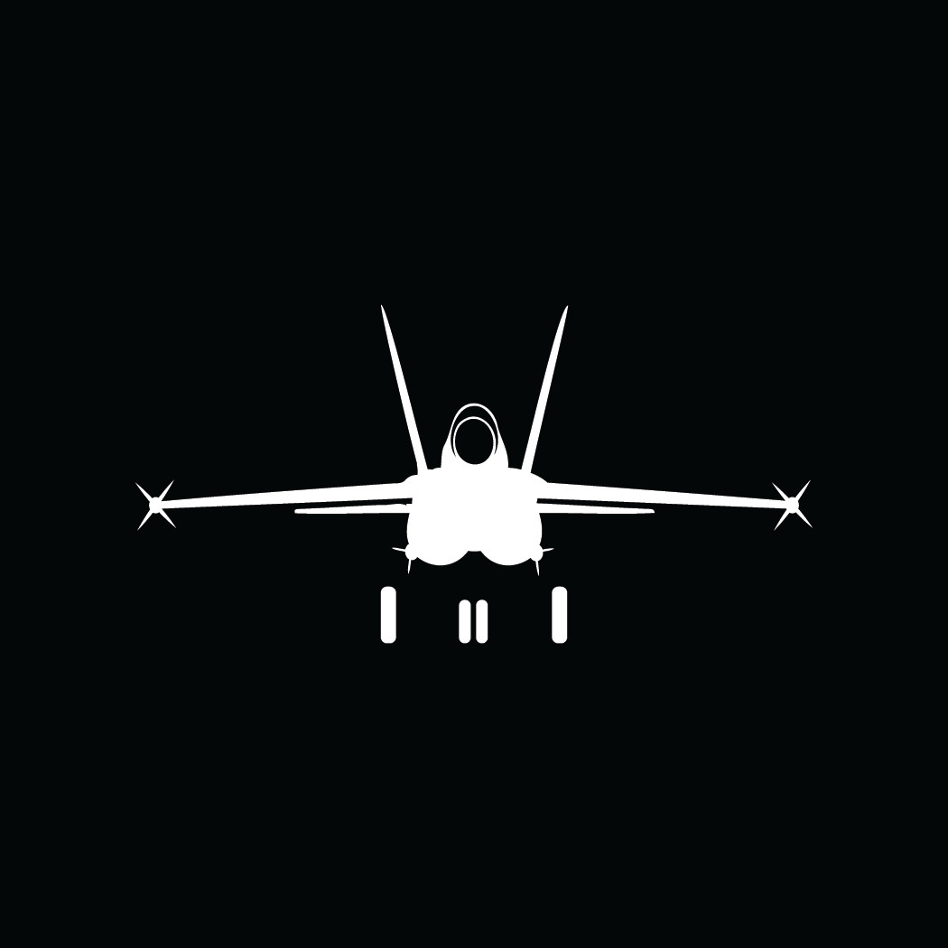 Military F-18 Front View Die Cut Decal Available in Multiple Colors Made in USA