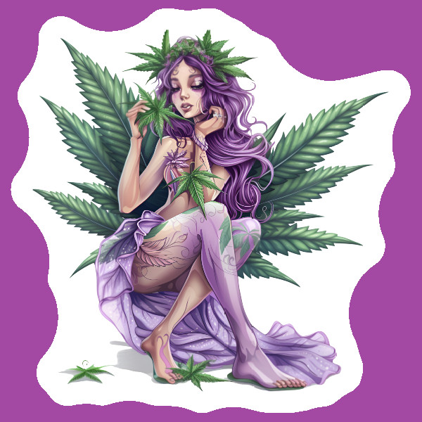 Stoner Fairy Vinyl Decal Sticker Weed Fairy Whimsical Marijuana Sticker 420