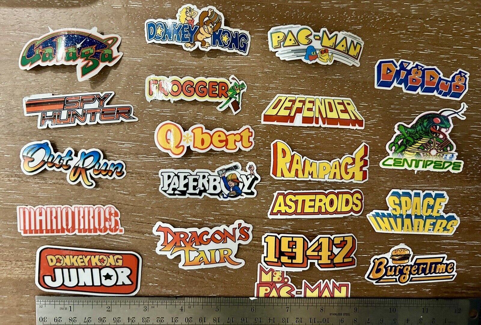 20 Classic Arcade Logo Stickers – White, Clear or Holographic – Vinyl