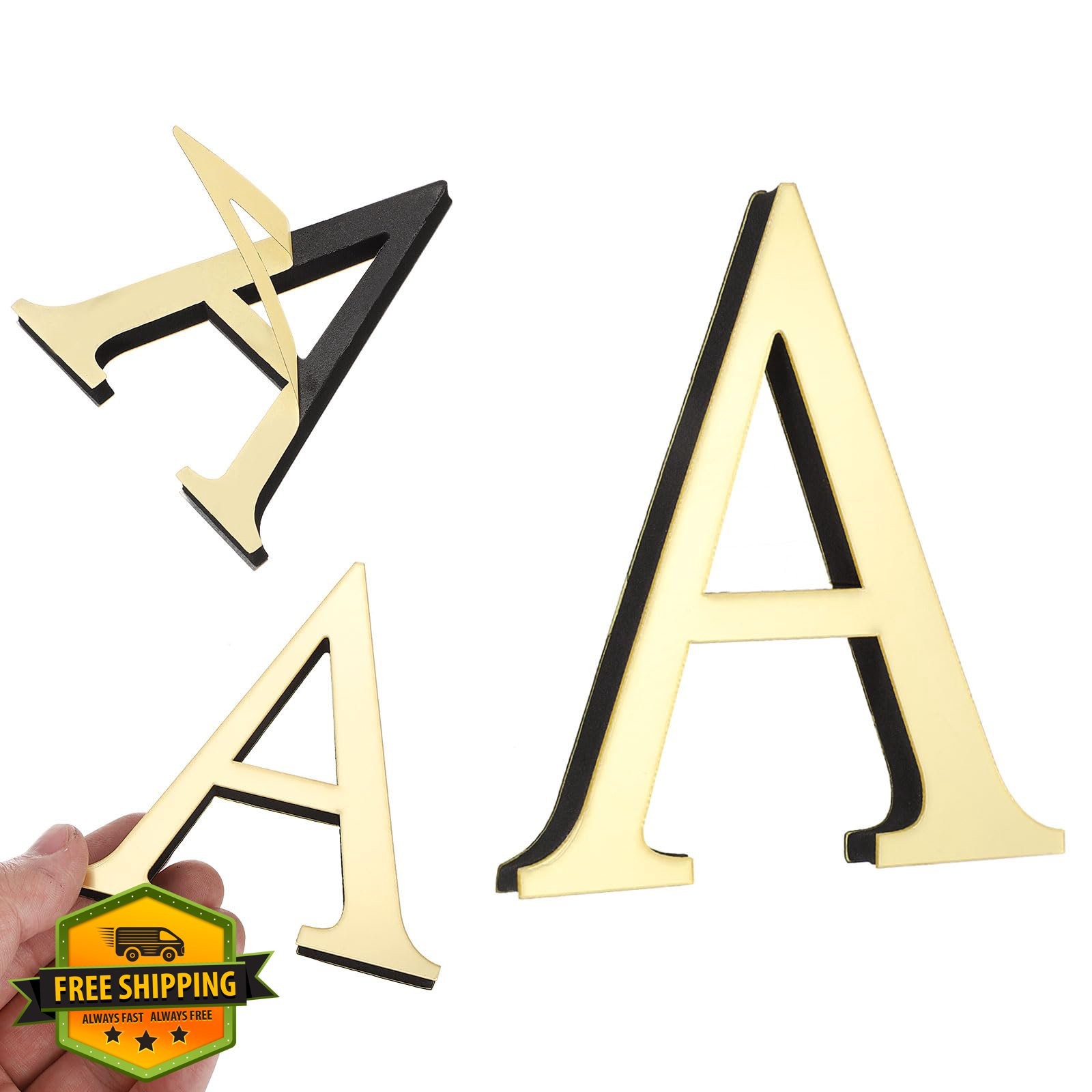 uxcell Letter A 4" Acrylic Mirror Wall Sticker Self-Adhesive Decor