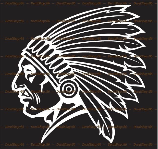 Native American Indian Chief Head – Car/SUV Vinyl Die-Cut Peel N' Stick Decals