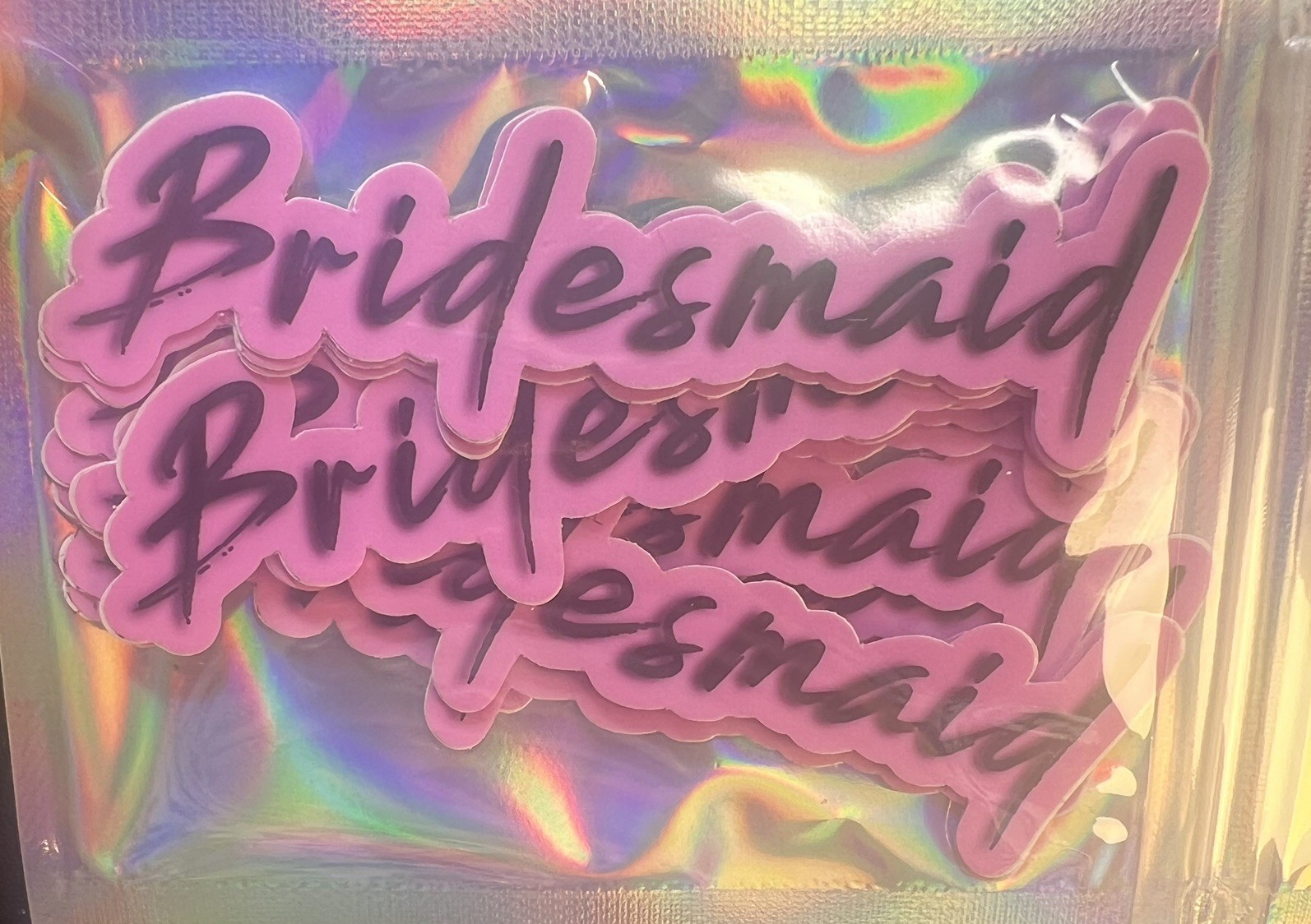 14 Bridesmaid Pink/Black Vinyl Die Cut Stickers Waterproof UV Scratch Fade Safe