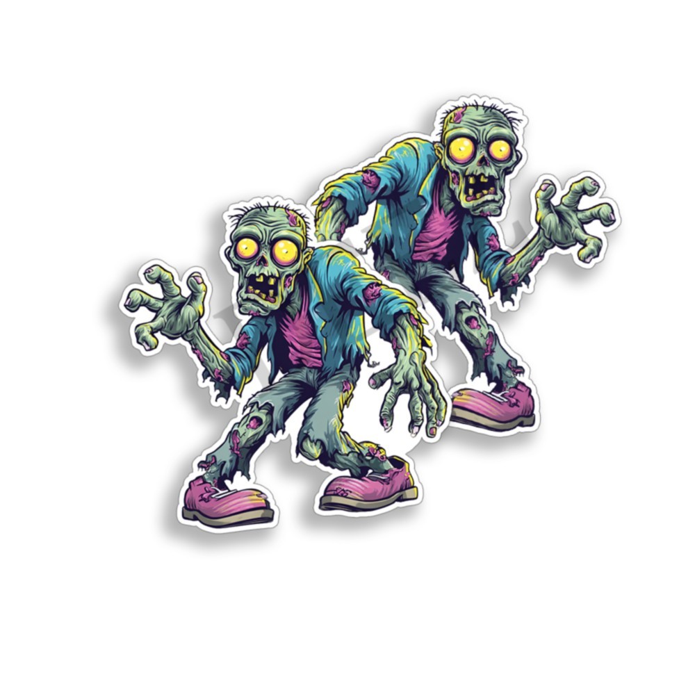 Halloween Stickers Rotten Zombie – Indoor Outdoor Vinyl Decals – Set of 2