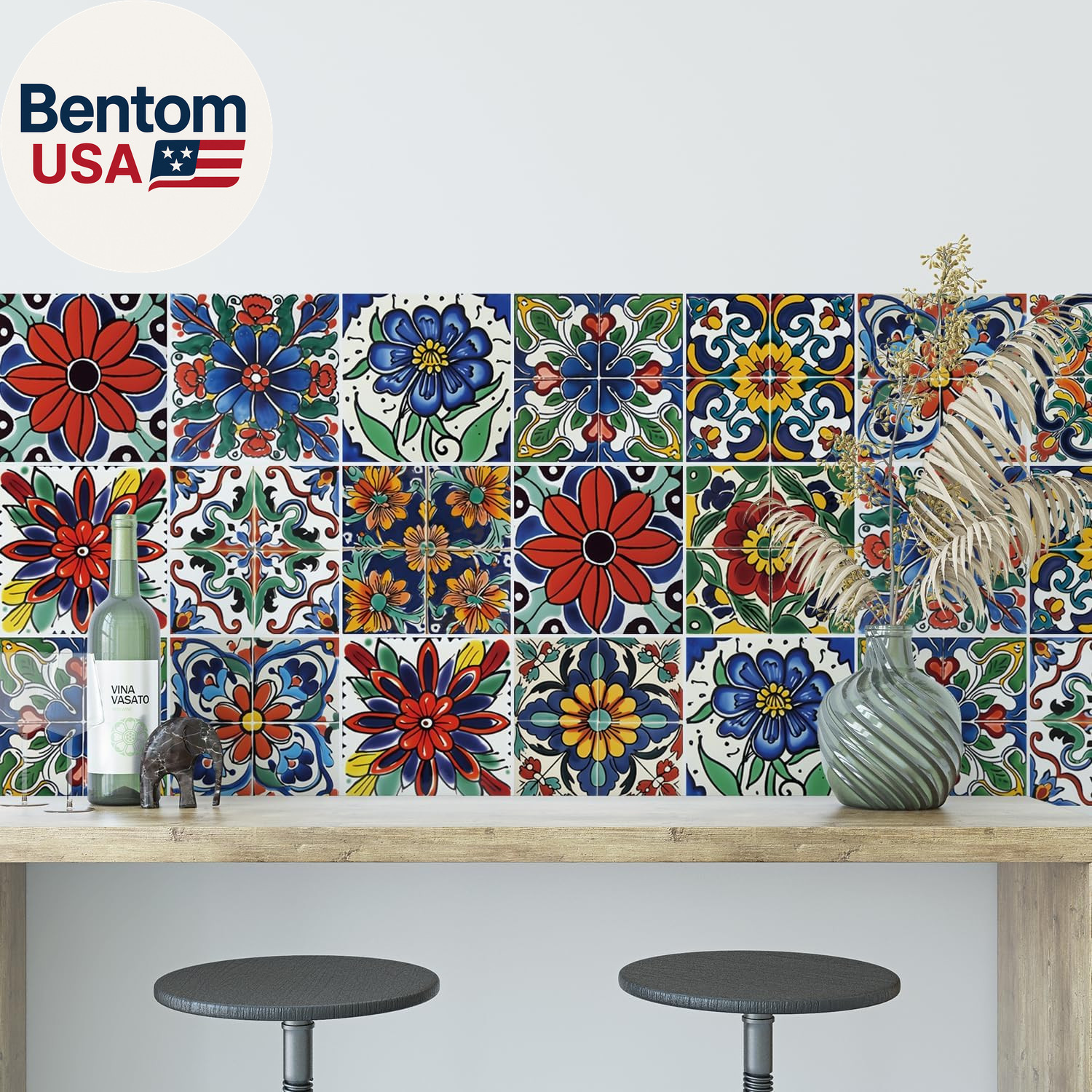 30 Pcs Mediterranean Style Peel and Stick Wall Tile Decals – Waterproof Vinyl St
