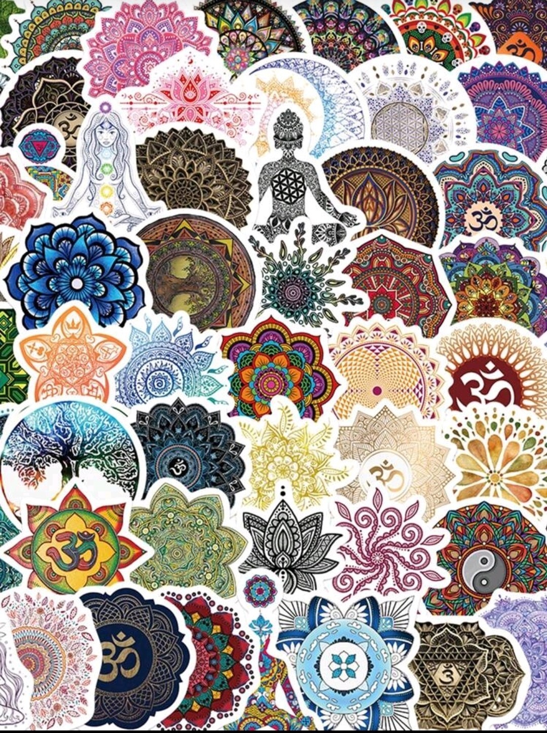 15Pcs Mandala Floral Yoga Spiritual Vinyl Stickers,Waterproof,Laptop,Car,Window