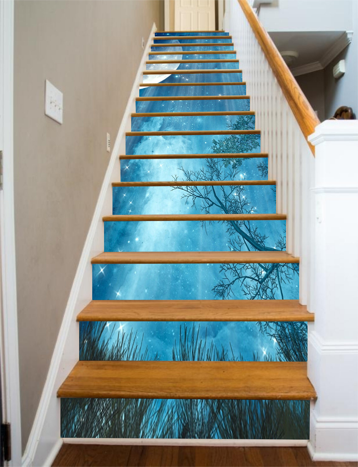 3D Blue Sky 01 Stair Risers Decoration Photo Mural Vinyl Decal Wallpaper