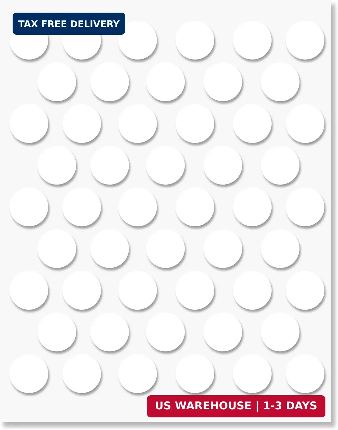 White Self-Adhesive Screw Hole Stickers – 50 pcs. 0.55 inch / 14 mm Peel Stick D