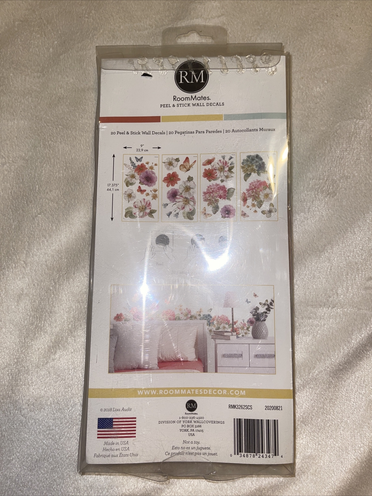 RoomMates RMK3262SCS Lisa Audit Garden Bouquet Peel And Stick Wall Decals ,Multi